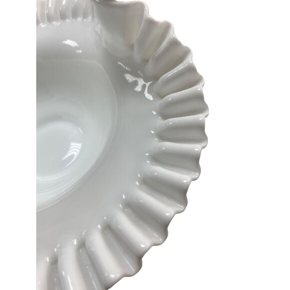 Fenton Hobnail Milk Glass Basket With Ruffled Edge - Picture 10 of 11